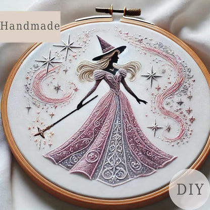 🔥LAST DAY 50% OFF🎉Pink Witch Embroidery KIT